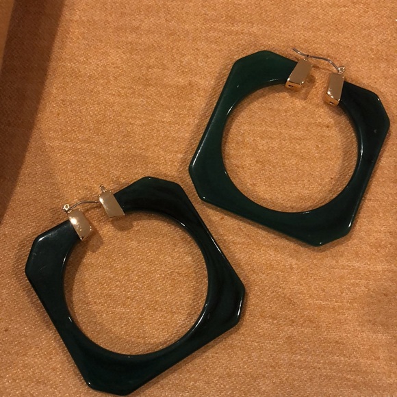 Large Square Earrings for Sale - Color: Forest Green - Picture 3 of 3